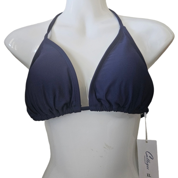 COLLOYES Two Piece Sexy Navy Blue Bikini Set Halter String Triangle Swimwear - Picture 2 of 11